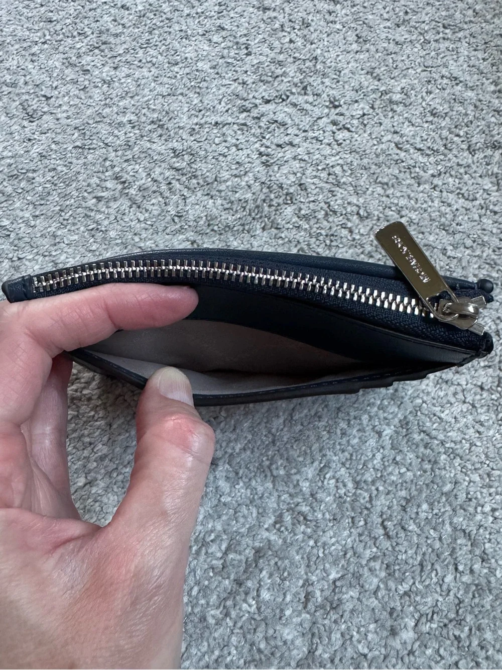 Michael Kors Navy Quilted Denim Zip Card Pouch/wallet with key ring